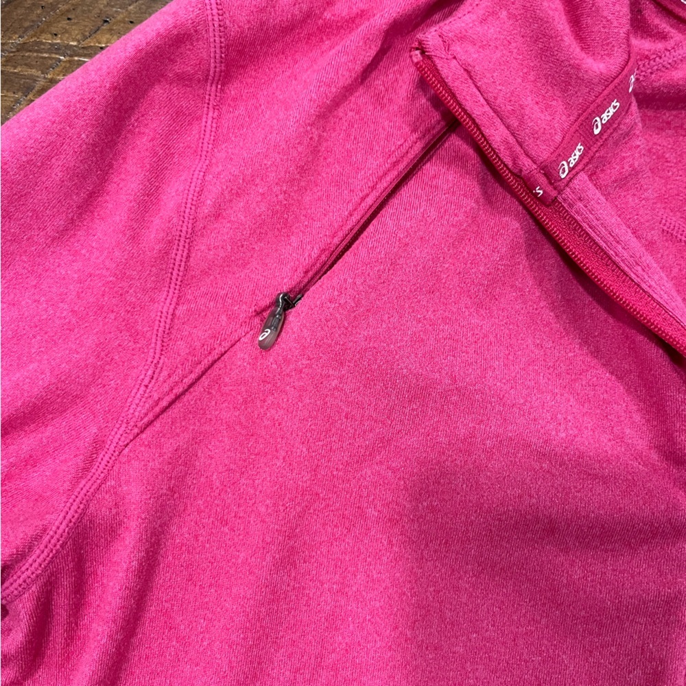 Asics 1/4 Zip Pullover Women Medium Pink Excellent‎ Reflective Running Top - Picture 3 of 3